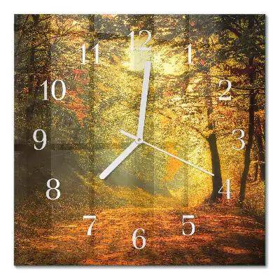 Glasuhr quadratisch Herbst im Wald
