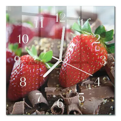 Quadratische wanduhr modern Erdbeeren