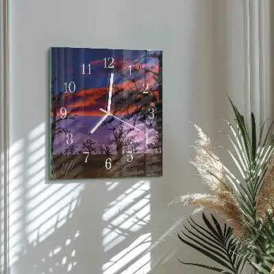 Glasuhr quadratisch Bäume