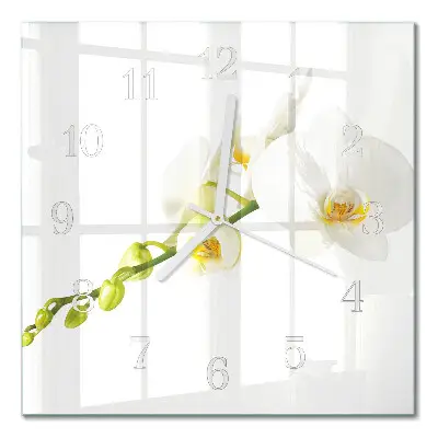 Quadratische wanduhr modern Orchidee