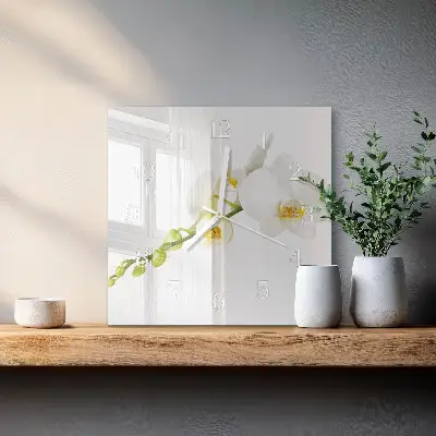 Quadratische wanduhr modern Orchidee