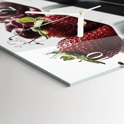 Moderne wanduhr quadratisch Erdbeeren