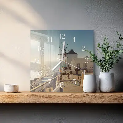 Quadratische wanduhr modern Santorini