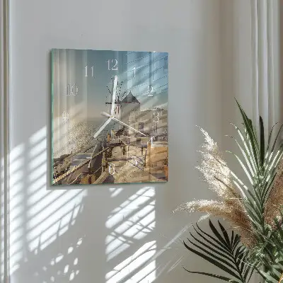 Quadratische wanduhr modern Santorini