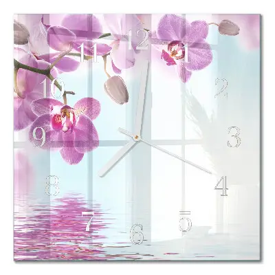 Quadratische wanduhr Orchidee