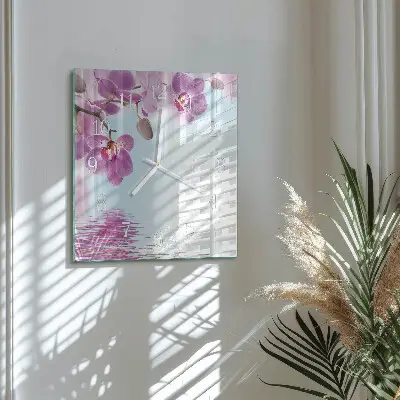 Quadratische wanduhr Orchidee