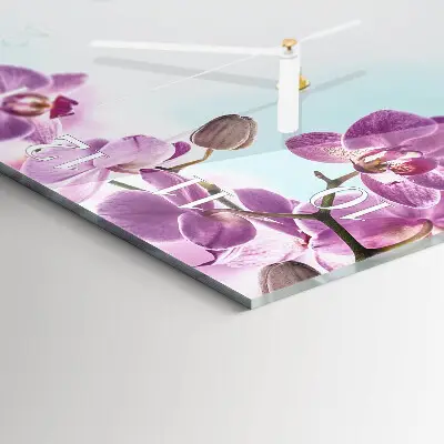 Quadratische wanduhr Orchidee