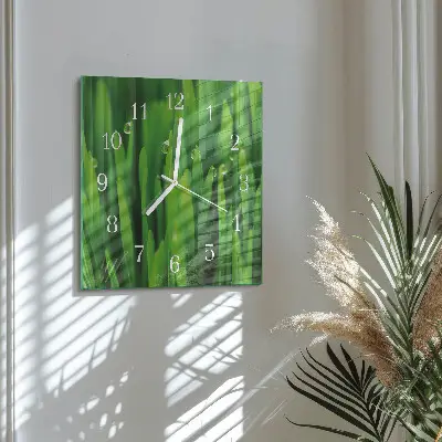 Glasuhr quadratisch Gras