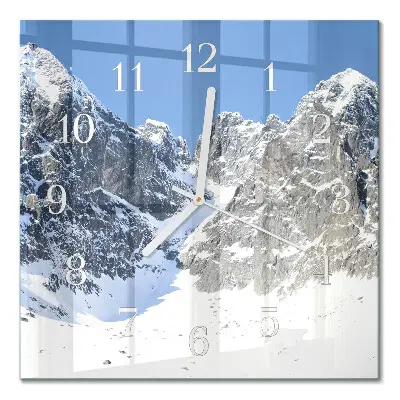 Glasuhr quadratisch Gebirge im Winter