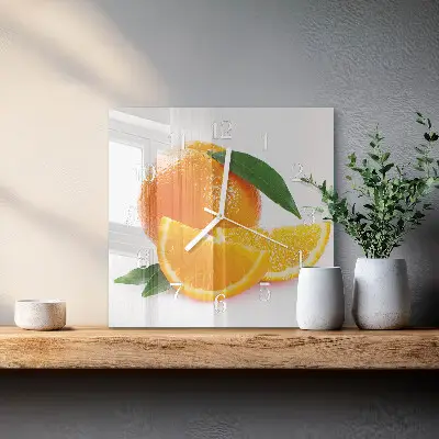 Glasuhr quadratisch Orangen