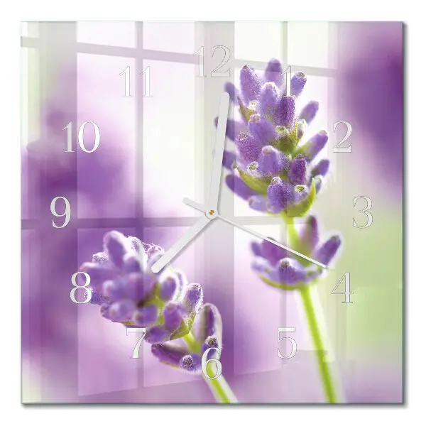 Glasuhr quadratisch Lavendel