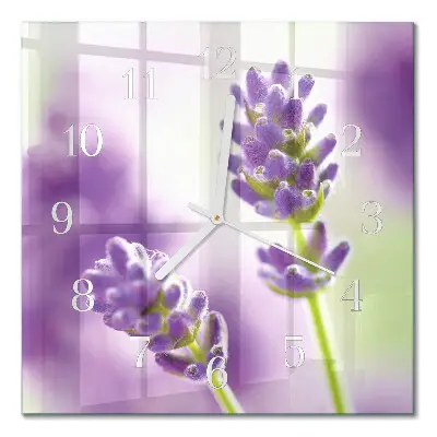 Glasuhr quadratisch Lavendel