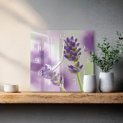 Glasuhr quadratisch Lavendel