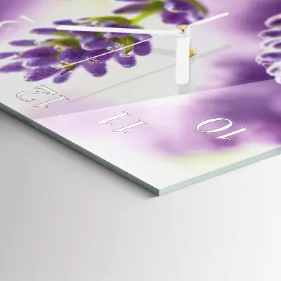 Glasuhr quadratisch Lavendel