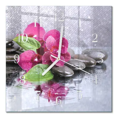 Quadratische wanduhr modern Orchidee