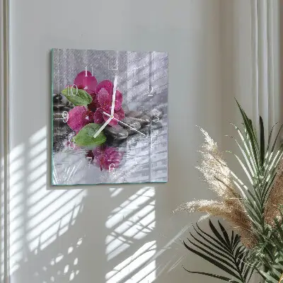 Quadratische wanduhr modern Orchidee