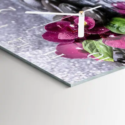 Quadratische wanduhr modern Orchidee