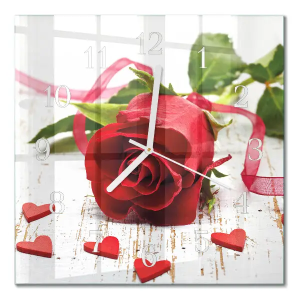 Quadratische wanduhr Rose