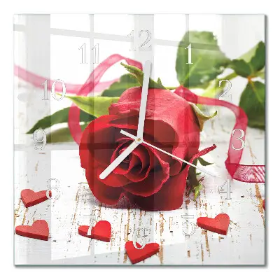 Quadratische wanduhr Rose