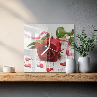 Quadratische wanduhr Rose