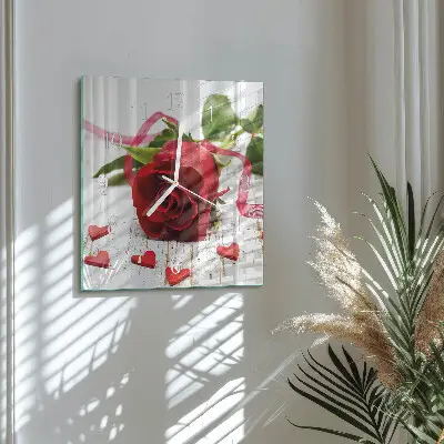 Quadratische wanduhr Rose