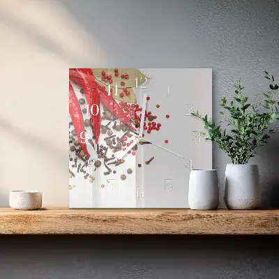 Glasuhr quadratisch Rote Paprika