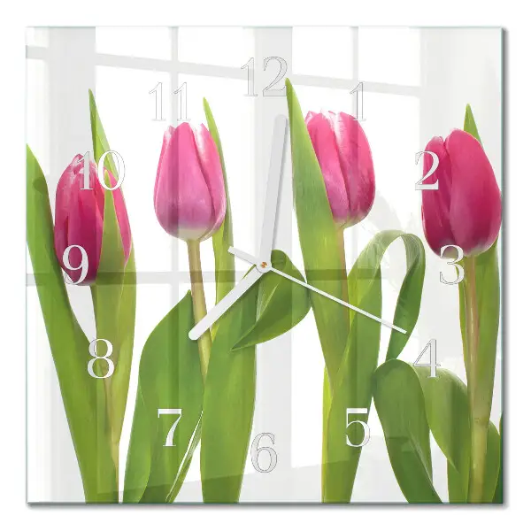 Quadratische wanduhr modern Tulpen