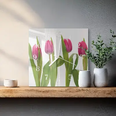 Quadratische wanduhr modern Tulpen