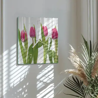 Quadratische wanduhr modern Tulpen