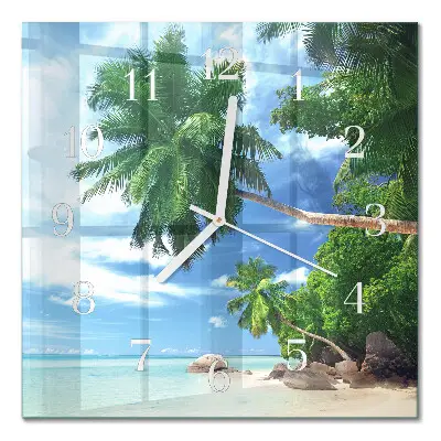 Quadratische wanduhr modern Palmen