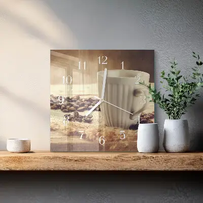 Moderne wanduhr quadratisch Kaffee