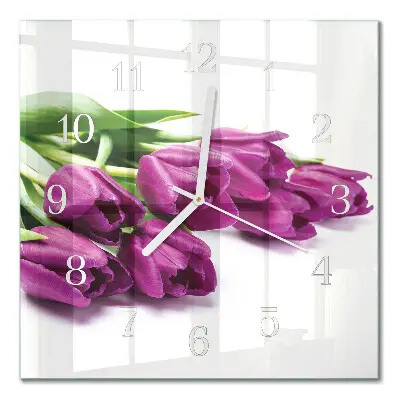 Moderne wanduhr quadratisch Tulpen