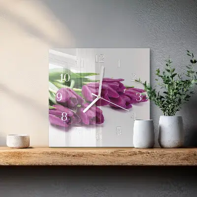 Moderne wanduhr quadratisch Tulpen