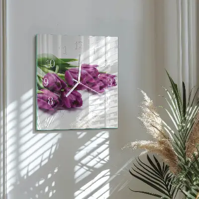 Moderne wanduhr quadratisch Tulpen