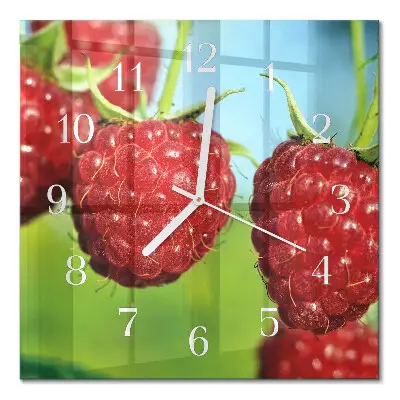 Quadratische wanduhr Himbeeren