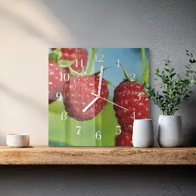 Quadratische wanduhr Himbeeren
