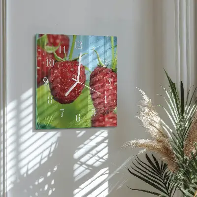 Quadratische wanduhr Himbeeren