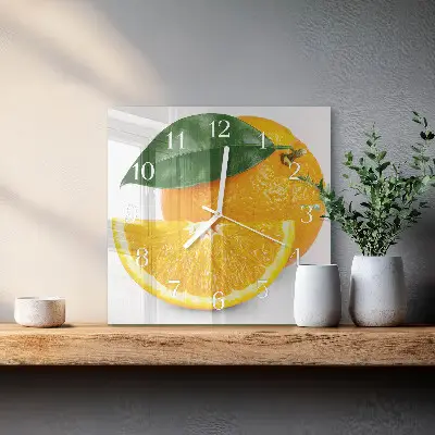 Glasuhr quadratisch Orangen