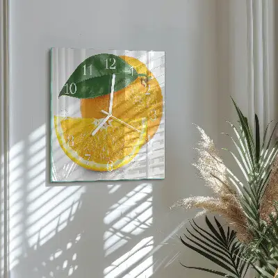 Glasuhr quadratisch Orangen
