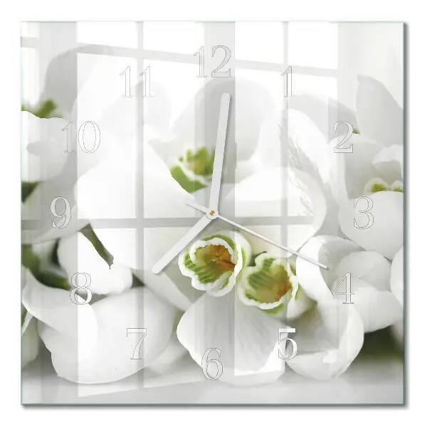 Quadratische wanduhr modern Blumen