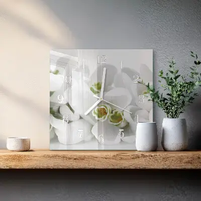 Quadratische wanduhr modern Blumen