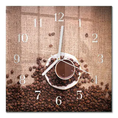 Quadratische wanduhr Kaffeebohnen