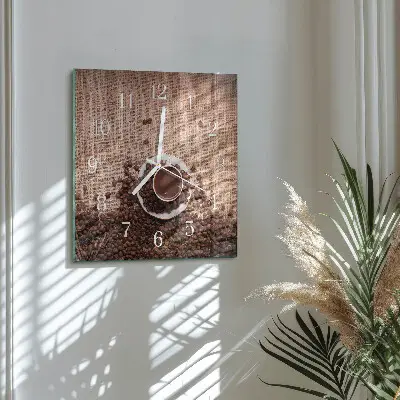 Quadratische wanduhr Kaffeebohnen