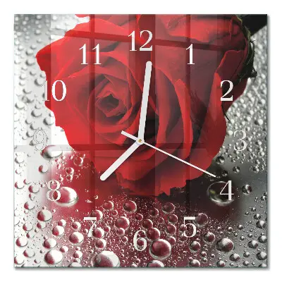 Glasuhr quadratisch Rose