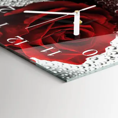 Glasuhr quadratisch Rose