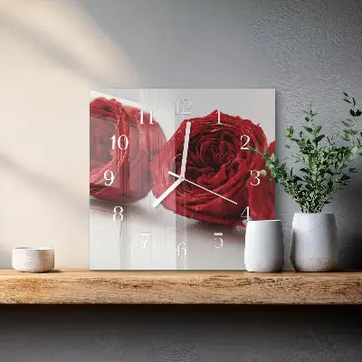 Quadratische wanduhr modern Blumen