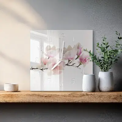 Quadratische wanduhr Magnolie