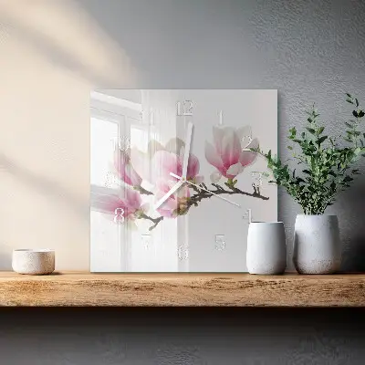 Glasuhr quadratisch Magnolie