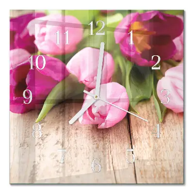 Moderne wanduhr quadratisch Tulpen