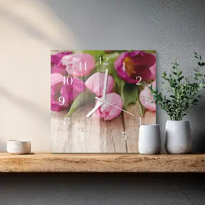 Moderne wanduhr quadratisch Tulpen